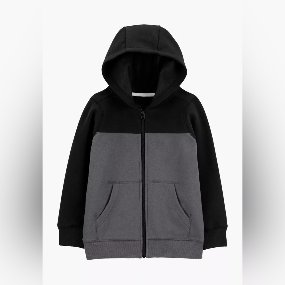 🧥‎ Carter’s Toddler Boys Zip-Up Hoodie – Black & Gray